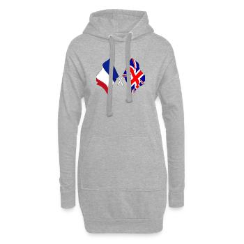 Flagge von Frankreich und Flagge von England - Hoodie-Kleid - Grau meliert - Vorne