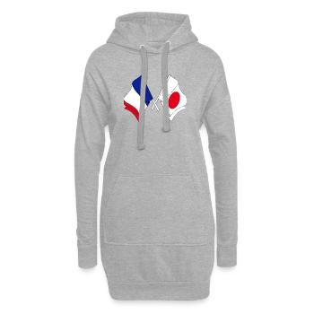 Drapeau de la France et drapeau du Japon - Sweat-shirt à capuche long Femme - gris chiné - Devant