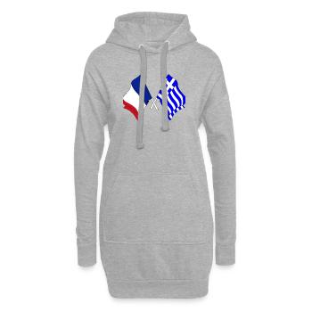 Drapeau de la France et drapeau de la Grèce - Sweat-shirt à capuche long Femme - gris chiné - Devant