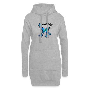 Papillons bleus sur Midnight Black - Sweat-shirt à capuche long Femme - gris chiné - Devant