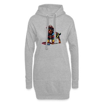 Rottweiler Feuerwehr Design - Hoodie-Kleid - Grau meliert - Vorne