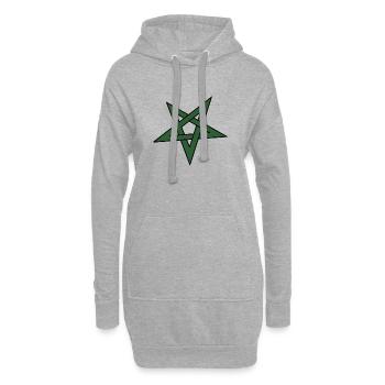 Grüner Sternenknoten - Hoodie-Kleid - Grau meliert - Vorne