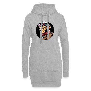 Affe mit Brille Böser Blick - Hoodie-Kleid - Grau meliert - Vorne