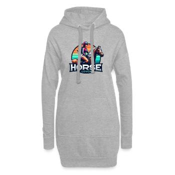 Lebendige Reiter-Illustration - Hoodie-Kleid - Grau meliert - Vorne