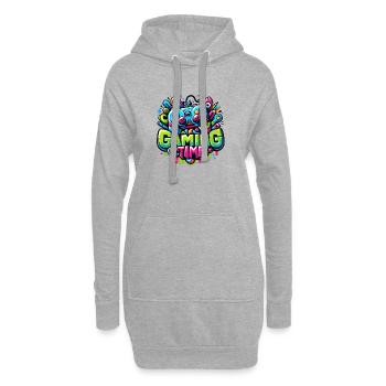 Gaming Time T-Shirt - Farbenfroher Gamer-Stil - Hoodie-Kleid - Grau meliert - Vorne