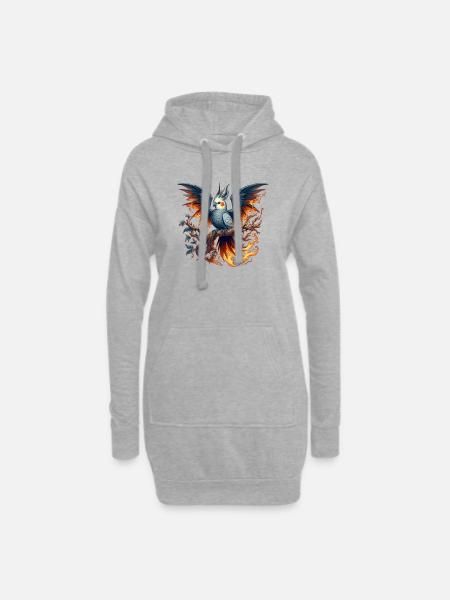 Calopsitte (15) - Sweat-shirt à capuche long Femme - gris chiné