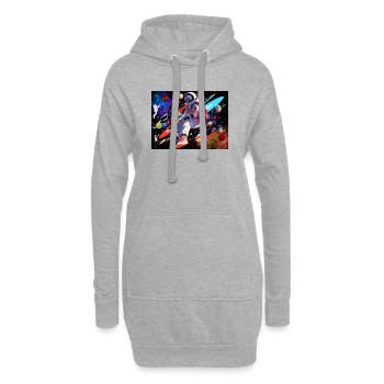 Astronaut und Weltraum - Hoodie-Kleid - Grau meliert - Vorne