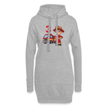 Camion de pompiers 3 anniversaire pompier pompier - Sweat-shirt à capuche long Femme - gris chiné - Devant
