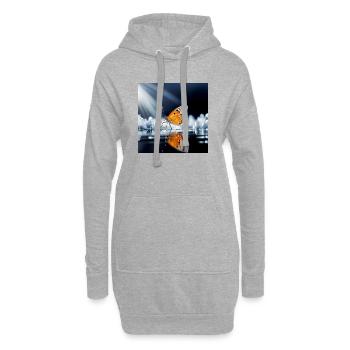 Papillon - Sweat-shirt à capuche long Femme - gris chiné - Devant