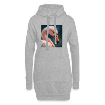 Flamant Rose - Sweat-shirt à capuche long Femme - gris chiné - Devant
