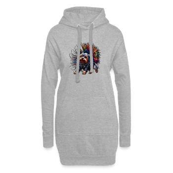 Yorkshire Terrier Punk - Sweat-shirt à capuche long Femme - gris chiné - Devant