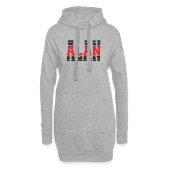 t-shirt Alan t-shirt idée cadeau texte empilé - Sweat-shirt à capuche long Femme - gris chiné - Devant
