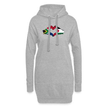 Afrique du Sud Palestine drapeau mains en forme de coeur - Sweat-shirt à capuche long Femme - gris chiné - Devant