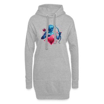 Mythique Cupidon avec cœur et arc - Sweat-shirt à capuche long Femme - gris chiné - Devant