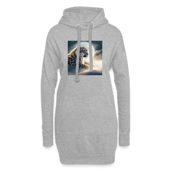 Schneeleopard - Hoodie-Kleid - Grau meliert - Vorne