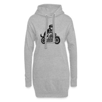 Hund fährt Motorrad | Dog rides a motorcycle - Hoodie-Kleid - Grau meliert - Vorne