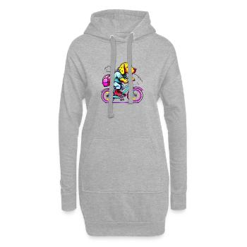 Hund fährt Velo comic style transparent - Hoodie-Kleid - Grau meliert - Vorne