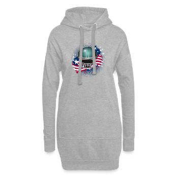 Football Helm mit amerikanischer Flagge - Hoodie-Kleid - Grau meliert - Vorne