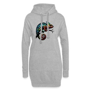 Caméléon - Sweat-shirt à capuche long Femme - gris chiné - Devant