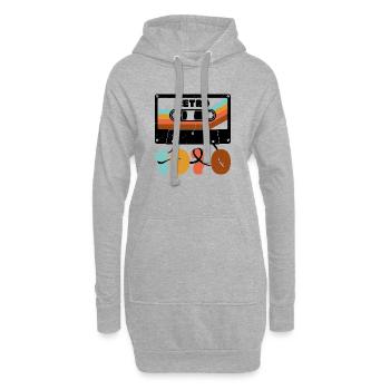 1970 Cassette de musique rétro - Sweat-shirt à capuche long Femme - gris chiné - Devant