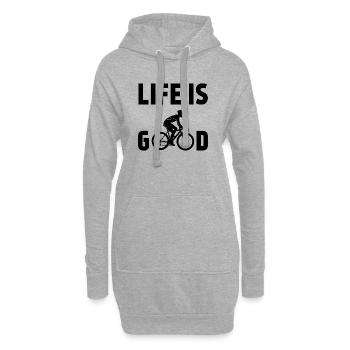 Radfahren - Das Leben ist gut - Hoodie-Kleid - Grau meliert - Vorne