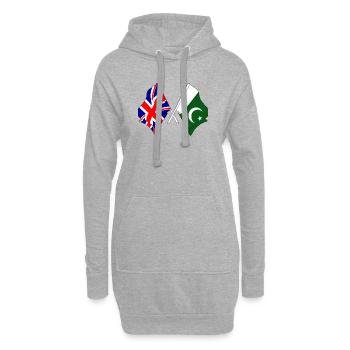 Flagge von England und Flagge von Pakistan - Hoodie-Kleid - Grau meliert - Vorne