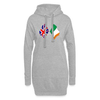 Flagge von England und Flagge von Irland - Hoodie-Kleid - Grau meliert - Vorne