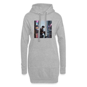 Cyberpunk Regenkämpferin - Hoodie-Kleid - Grau meliert - Vorne