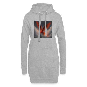 Roter Drache über Burg - Hoodie-Kleid - Grau meliert - Vorne