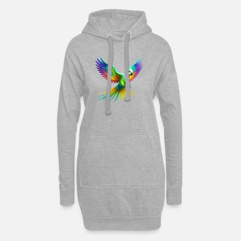Regenbogensittich (02) - Hoodie-Kleid - Grau meliert