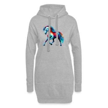 Pferd - Hoodie-Kleid - Grau meliert - Vorne
