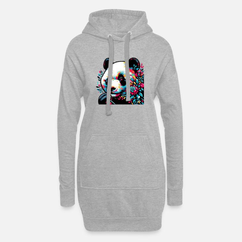 Panda - Hoodie-Kleid - Grau meliert
