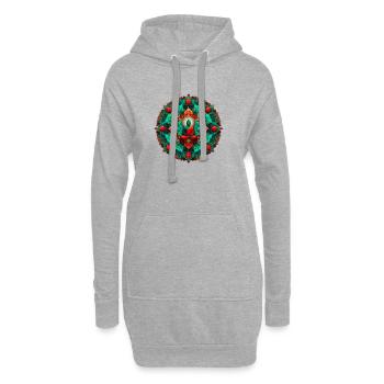Bouddha Mandala sarcelle - Sweat-shirt à capuche long Femme - gris chiné - Devant