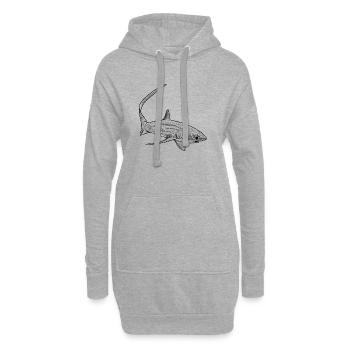 Requin renard - Sweat-shirt à capuche long Femme - gris chiné - Devant