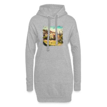sonnige mediterrane Landschaft mit alten Häusern - Hoodie-Kleid - Grau meliert - Vorne