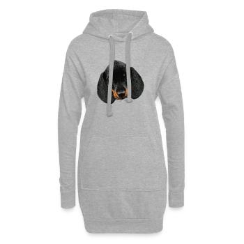 Hunde mädchen, Dackel welpe Kopf - Hoodie-Kleid - Grau meliert - Vorne