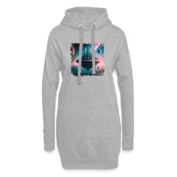 ville flottante dans l’univers - Sweat-shirt à capuche long Femme - gris chiné - Devant
