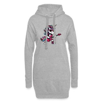 Licorne Rock Métal musicien guitare Design - Sweat-shirt à capuche long Femme - gris chiné - Devant