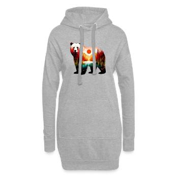 Geschmückter Bär mit Waldlandschaft bemalt - Hoodie-Kleid - Grau meliert - Vorne