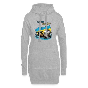 Slava Ukraini,glücklicher Otter mit Ukraine Flagge - Hoodie-Kleid - Grau meliert - Vorne