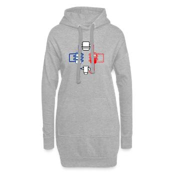 Wärmepumpe rot blau - Hoodie-Kleid - Grau meliert - Vorne