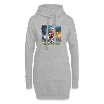 Fussballerin Comicfigur Stadion mit Blitzen - Hoodie-Kleid - Grau meliert - Vorne