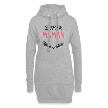 MAMIE - Sweat-shirt à capuche long Femme - gris chiné - Devant