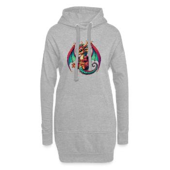 Baby-Drache - Hoodie-Kleid - Grau meliert - Vorne