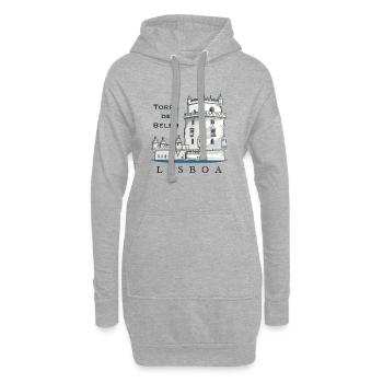Lisbonne, Torre de Belem, Portugal, Dessin à la main - Sweat-shirt à capuche long Femme - gris chiné - Devant