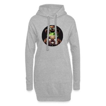 Grenouille en tenue steampunk - Sweat-shirt à capuche long Femme - gris chiné - Devant