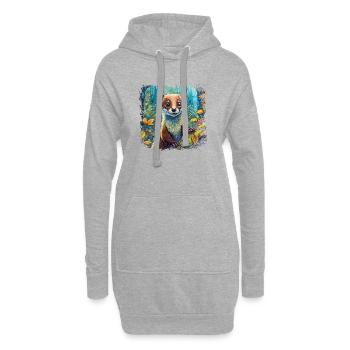 Close-up of a funny marten comic-style - Hoodie Dress - heather grey - Front