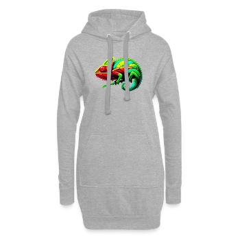 Caméléon - Sweat-shirt à capuche long Femme - gris chiné - Devant