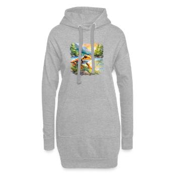 Mignonne jeune salamandre de feu - Sweat-shirt à capuche long Femme - gris chiné - Devant