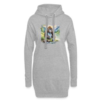 Niedlicher junger Gorilla > Aquarellmalerei - Hoodie-Kleid - Grau meliert - Vorne